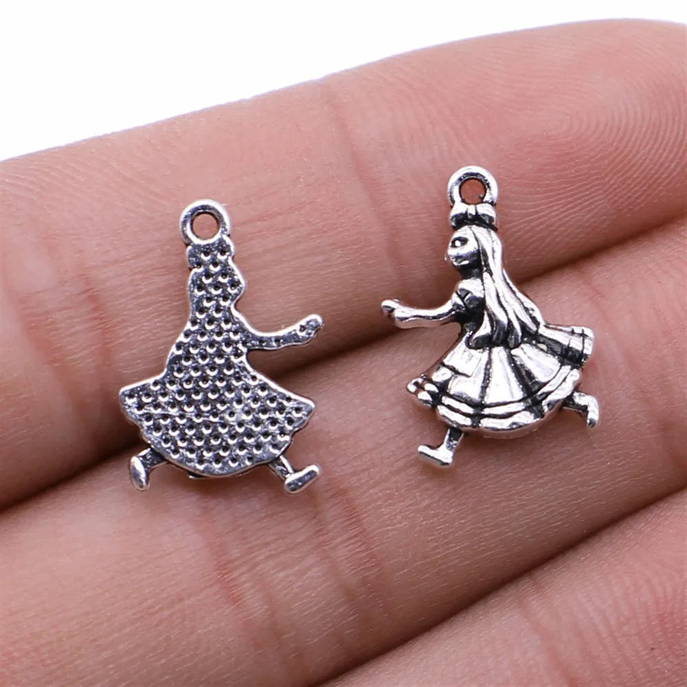 13x18mm 1.3g Multicolor Zinc Alloy Girl Charm Pendant for DIY Bracelet Necklace Jewelry Making