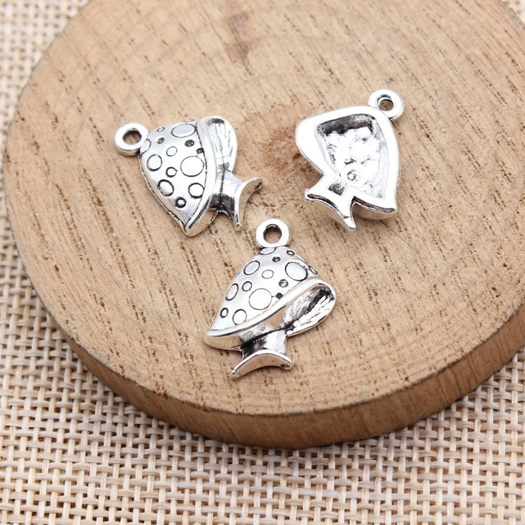 19x15mm 1.45g Antique Silver Zinc Alloy Mushroom Charm Pendant for Necklace Bracelet Making