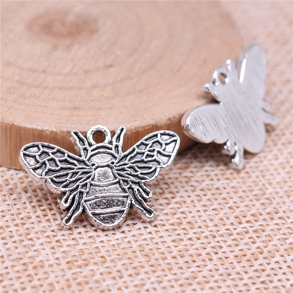 26x17mm 2.8g Antique Silver Zinc Alloy Bee Charm Pendant for DIY Necklace Bracelet Jewelry Making