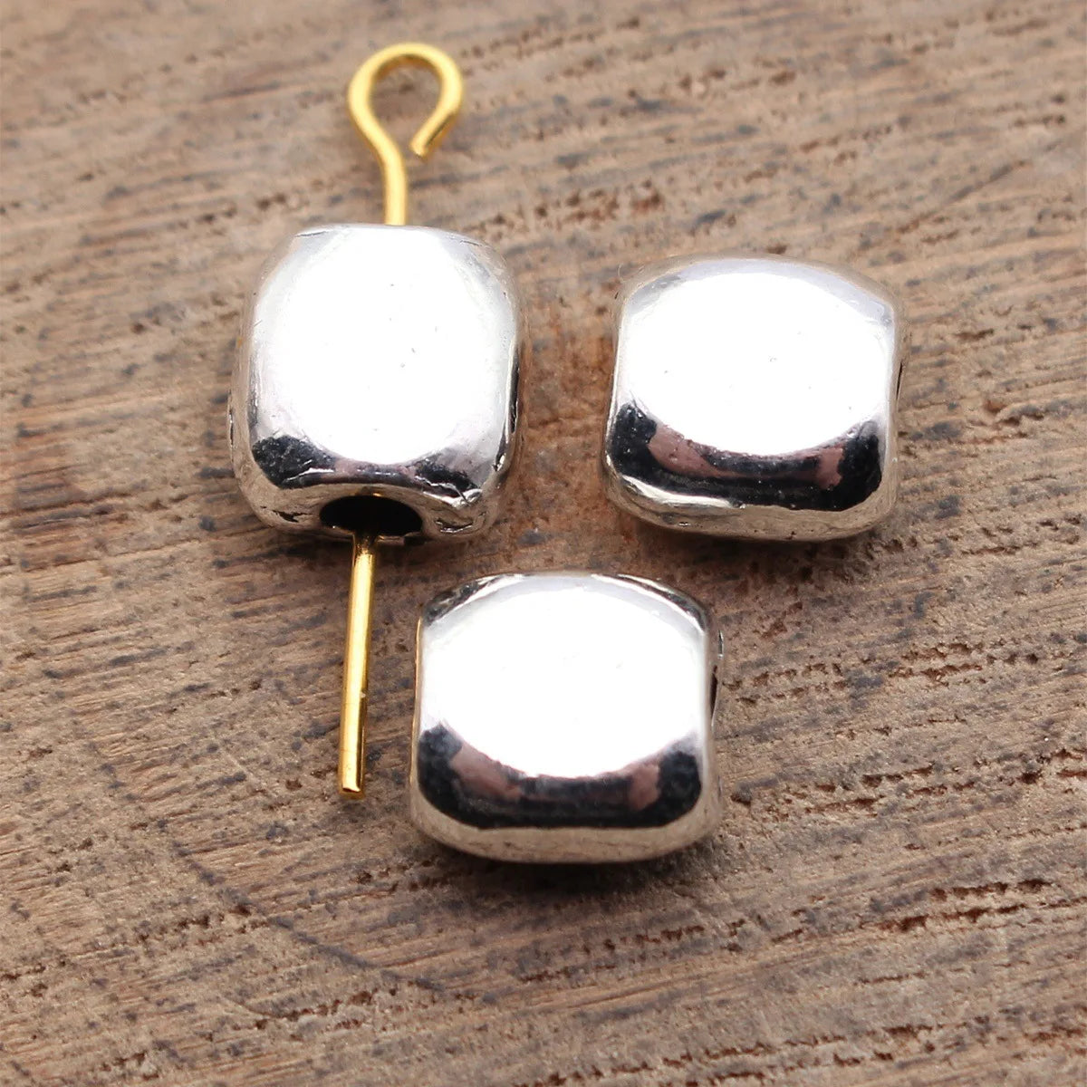 8.3x8.2x4.7mm 1.2g Multicolor Zinc Alloy Square Flat Spacer Beads Loose Metal Beads for DIY Bracelet Making