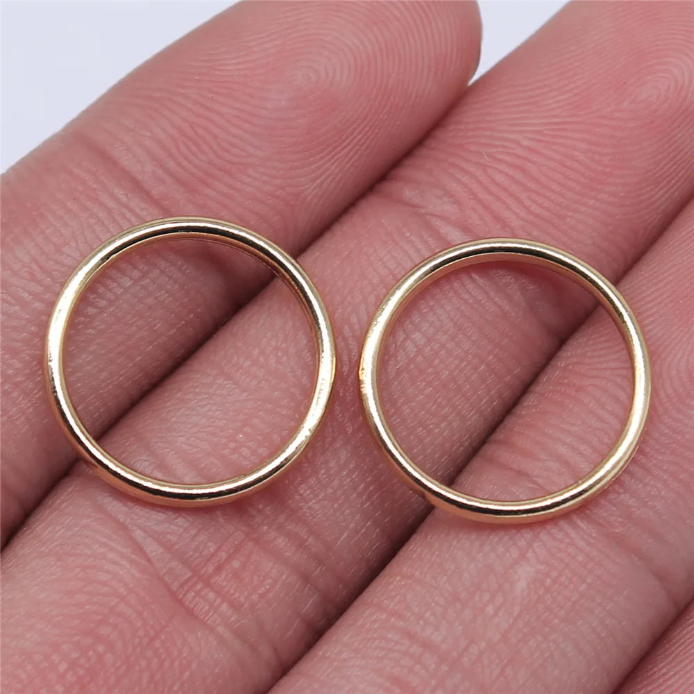 18x18mm 0.7g KC Gold Zinc Alloy Round Ring Charm Pendant for DIY Necklace Bracelet Making