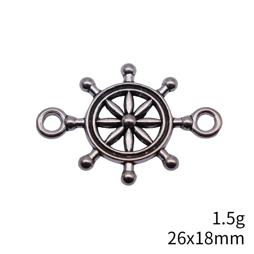 26x18mm 1.5g Antique Silver Zinc Alloy Rudder Connector Charm for Bracelet Necklace Jewelry Making