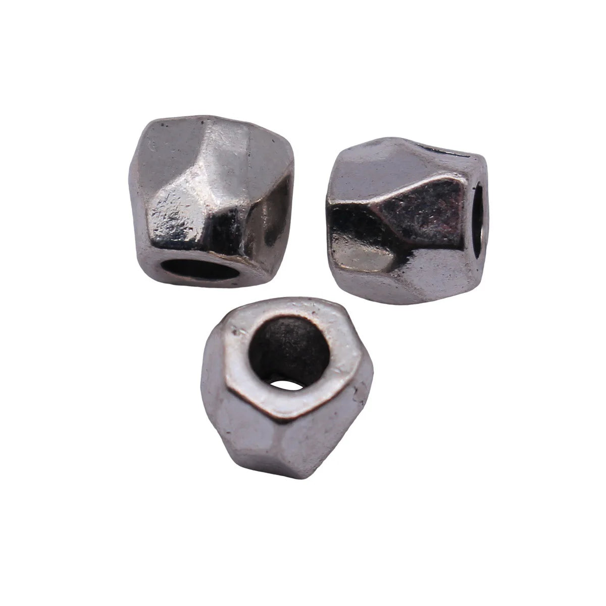 7.6x7.5x6.7mm 1.2g Antique Silver Zinc Alloy Hammered Texture Spacer Beads for DIY Bracelet Jewelry Making