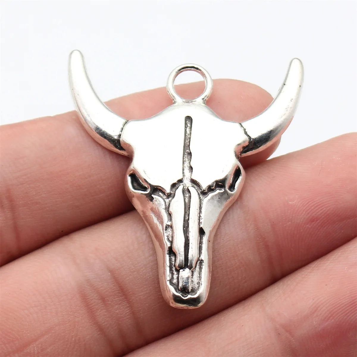 42x38mm 4.5g Multicolor Zinc Alloy Bull Skull Bull Head Charm Pendant for DIY Necklace Keychain Jewelry Making