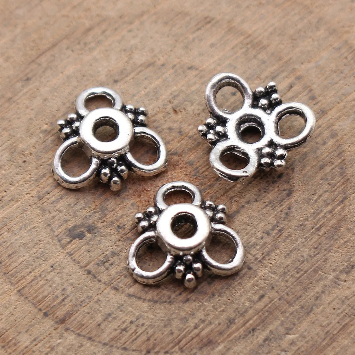 10x10x3mm 0.37g Antique Silver Zinc Alloy Flower Bead Caps for DIY Necklace Bracelet Jewelry Making