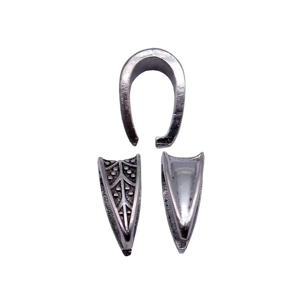 14x9.3x6mm 0.93g Antique Silver Zinc Alloy Carved Melon Seed Pendant Bail Clasp for DIY Jewelry