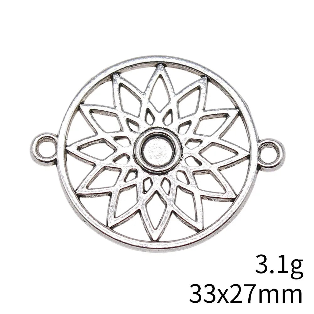 33x27mm 3.1g Antique Silver Zinc Alloy Dreamcatcher Connector Charm for DIY Earrings Jewelry Making