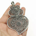 90x50mm 18g Antique Silver Zinc Alloy Carved Flower Pattern Large Charm Pendant for DIY Jewelry