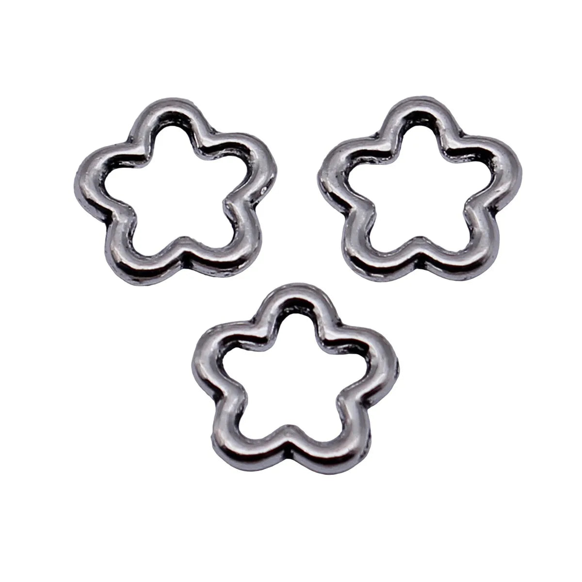 9.1x8.9mm 0.24g Antique Silver Zinc Alloy Hollow Flower Jewelry Findings for Handmade Bracelet Making