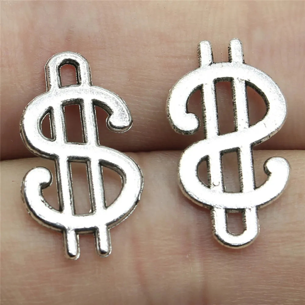 21x12mm 0.8g Antique Silver Zinc Alloy Dollar Sign Charm Pendant for DIY Necklace Bracelet Jewelry Making