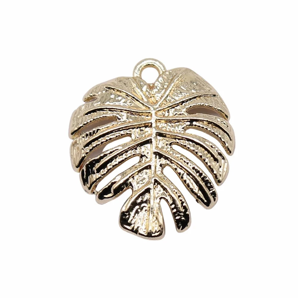 21x20mm 1.7g KC Gold Zinc Alloy Leaf Charm Pendant for DIY Necklace Bracelet Making