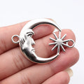 55x39mm 10g Antique Silver Zinc Alloy Moon Sun Connector Charm for DIY Necklace Bracelet Making