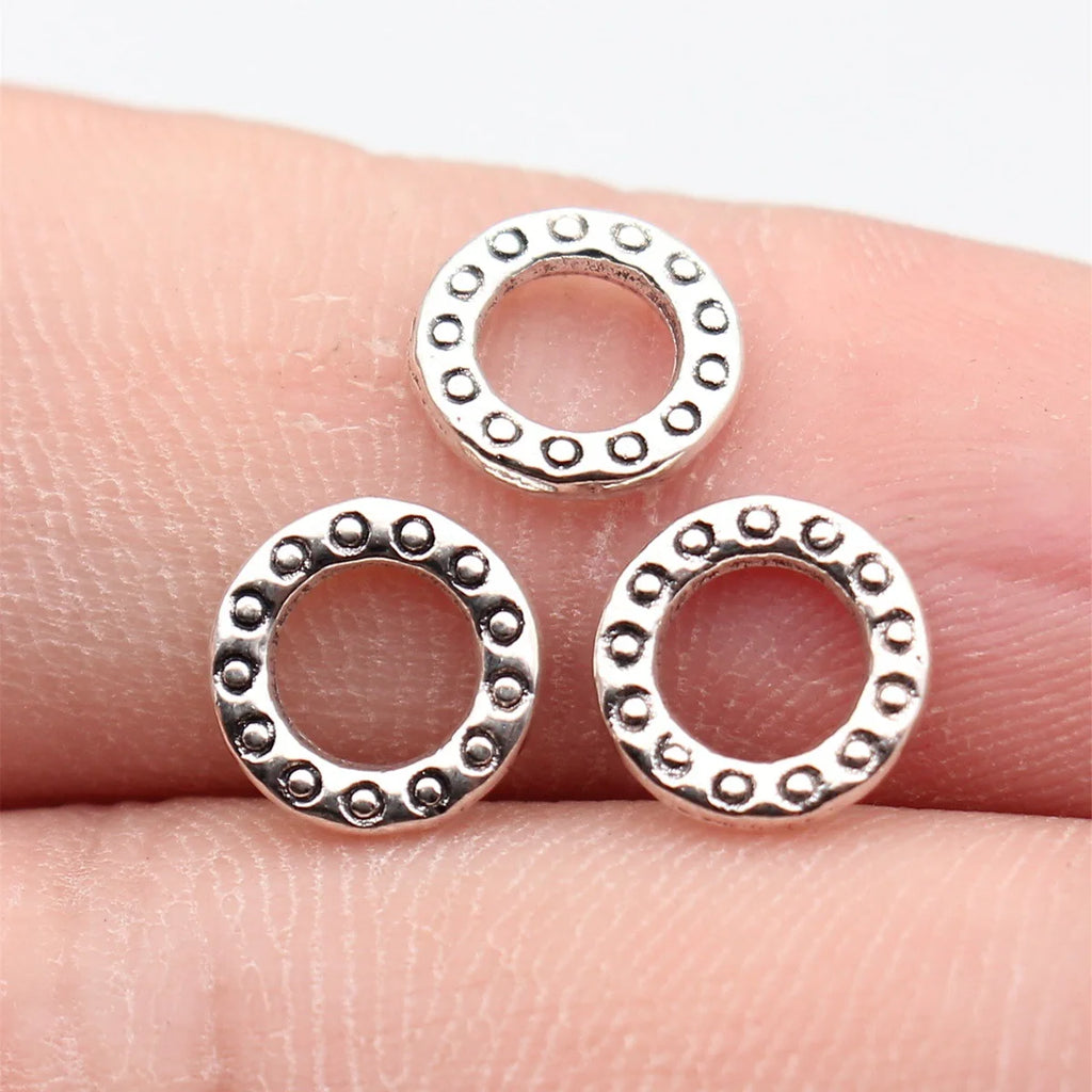 8.8x8.8x1.5mm 0.32g Antique Silver Tone Zinc Alloy Round Ring Connector Charm for DIY Bracelet Making