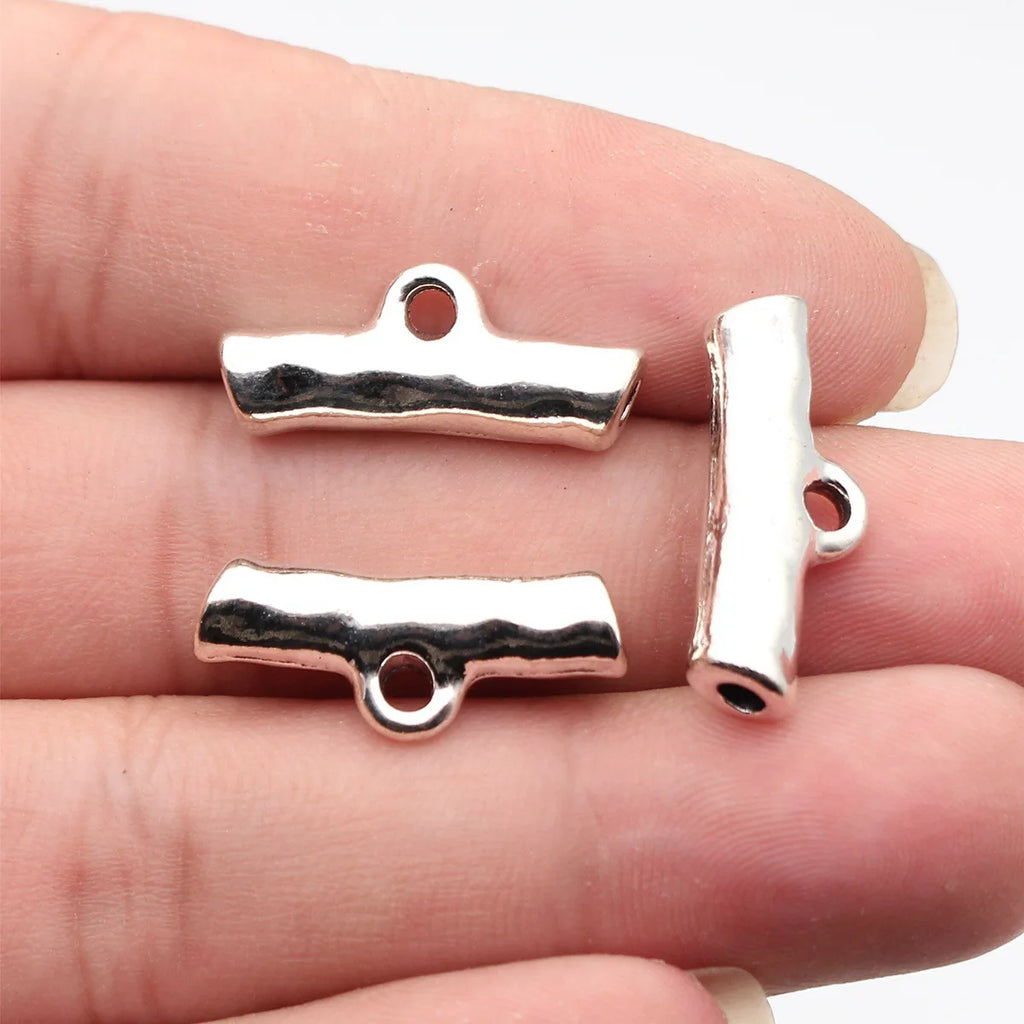 25x10x5.8mm 3.2g Antique Silver Zinc Alloy Hammered Three-Hole Bail Connector for DIY Pendant Jewelry Making