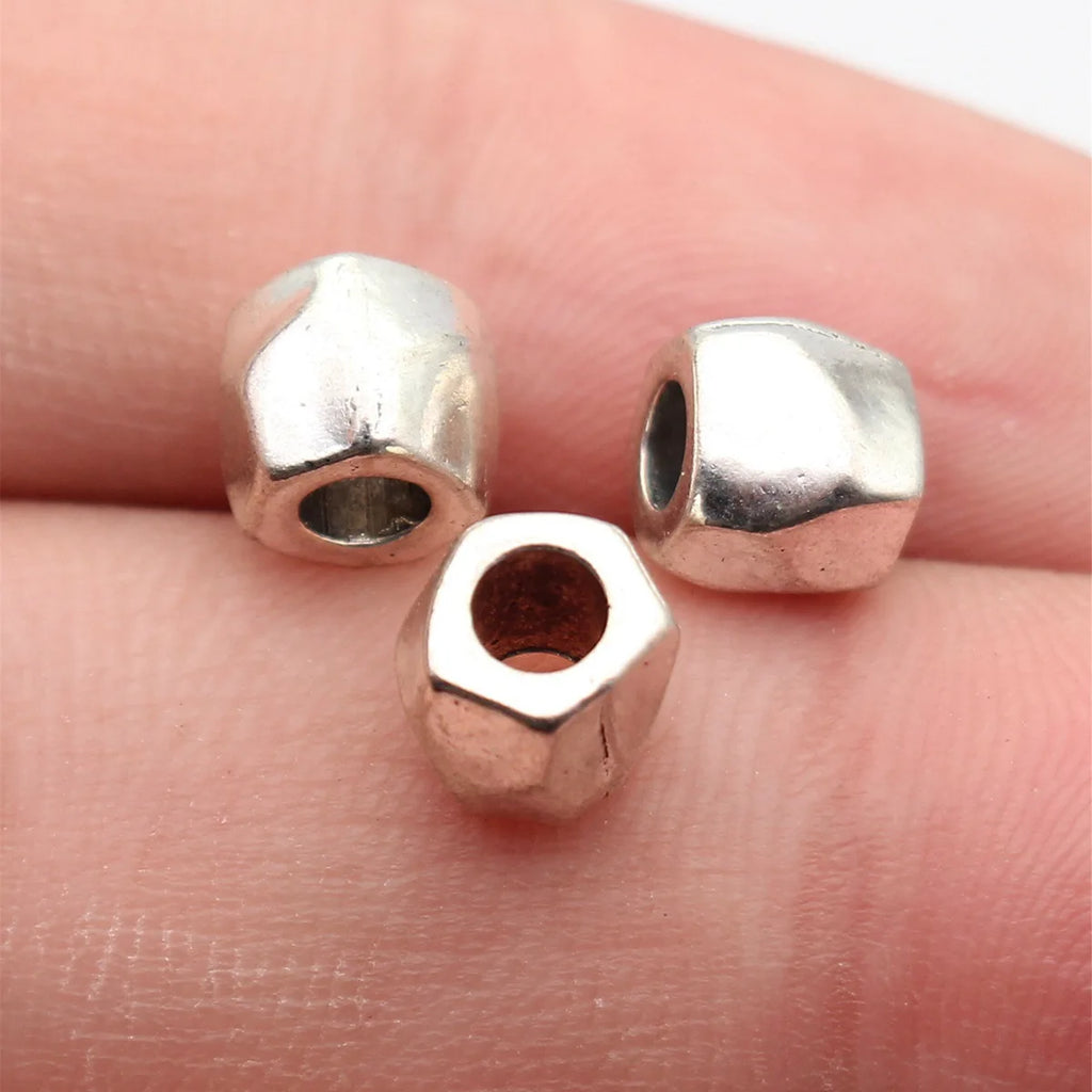 7.6x7.5x6.7mm 1.2g Antique Silver Zinc Alloy Hammered Texture Spacer Beads for DIY Bracelet Jewelry Making