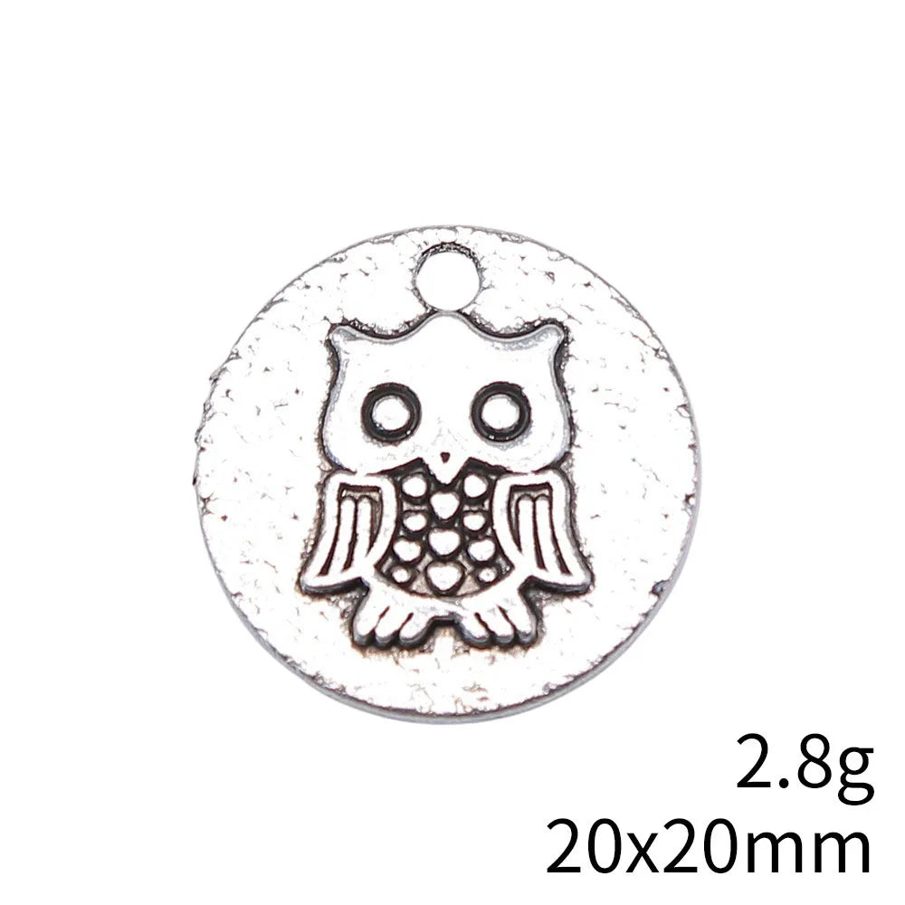 20x20mm 2.8g Antique Silver Zinc Alloy Owl Cat Charm Pendant for DIY Necklace Bracelet Jewelry Making