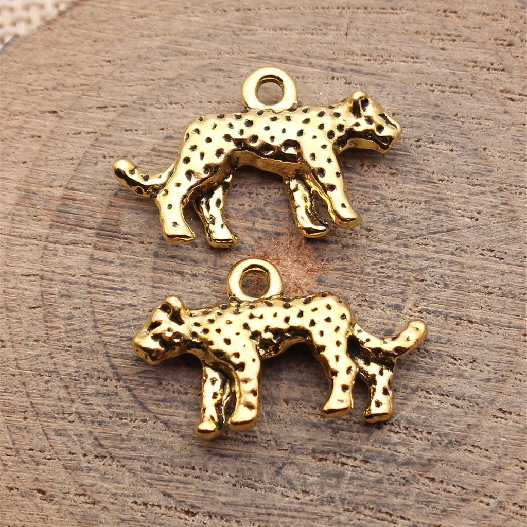 24x15mm 2.5g Multi-Color Zinc Alloy 3D Leopard Charm Pendant for DIY Necklace Bracelet Making