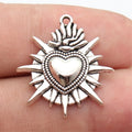 26x24mm 2.9g Antique Silver Zinc Alloy Gothic Heart Charm Pendant for DIY Necklace Jewelry Making