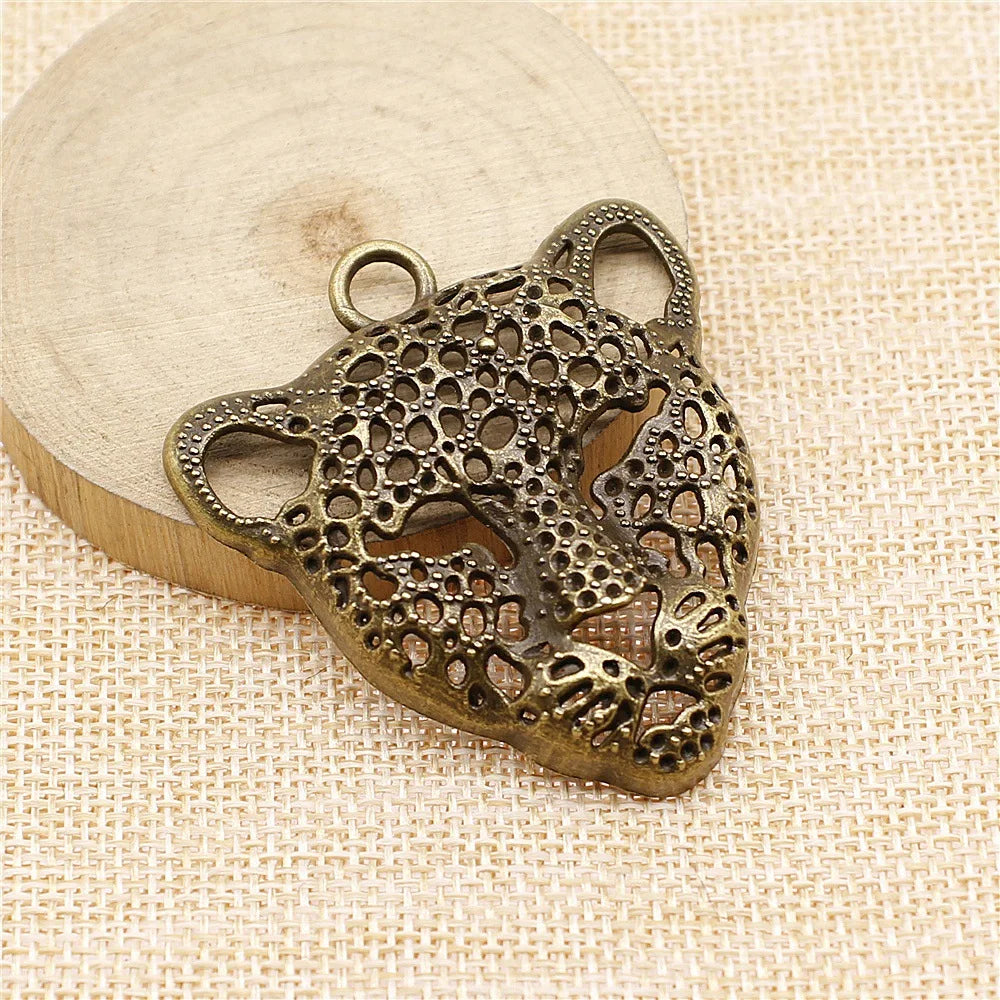 56x50mm 10.7g Multicolor Zinc Alloy Leopard Head charm pendant for DIY necklace bracelet jewelry making