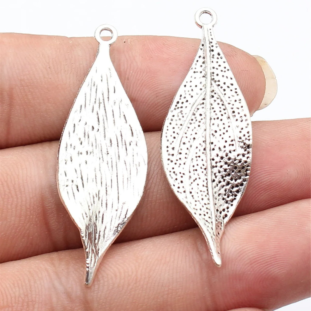 49x16mm 2.9g Multicolor Zinc Alloy Twisted Leaf Charm Pendant for DIY Necklace Bracelet Making