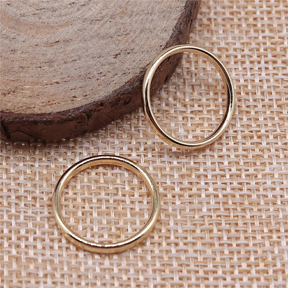 18x18mm 0.7g KC Gold Zinc Alloy Round Ring Charm Pendant for DIY Necklace Bracelet Making
