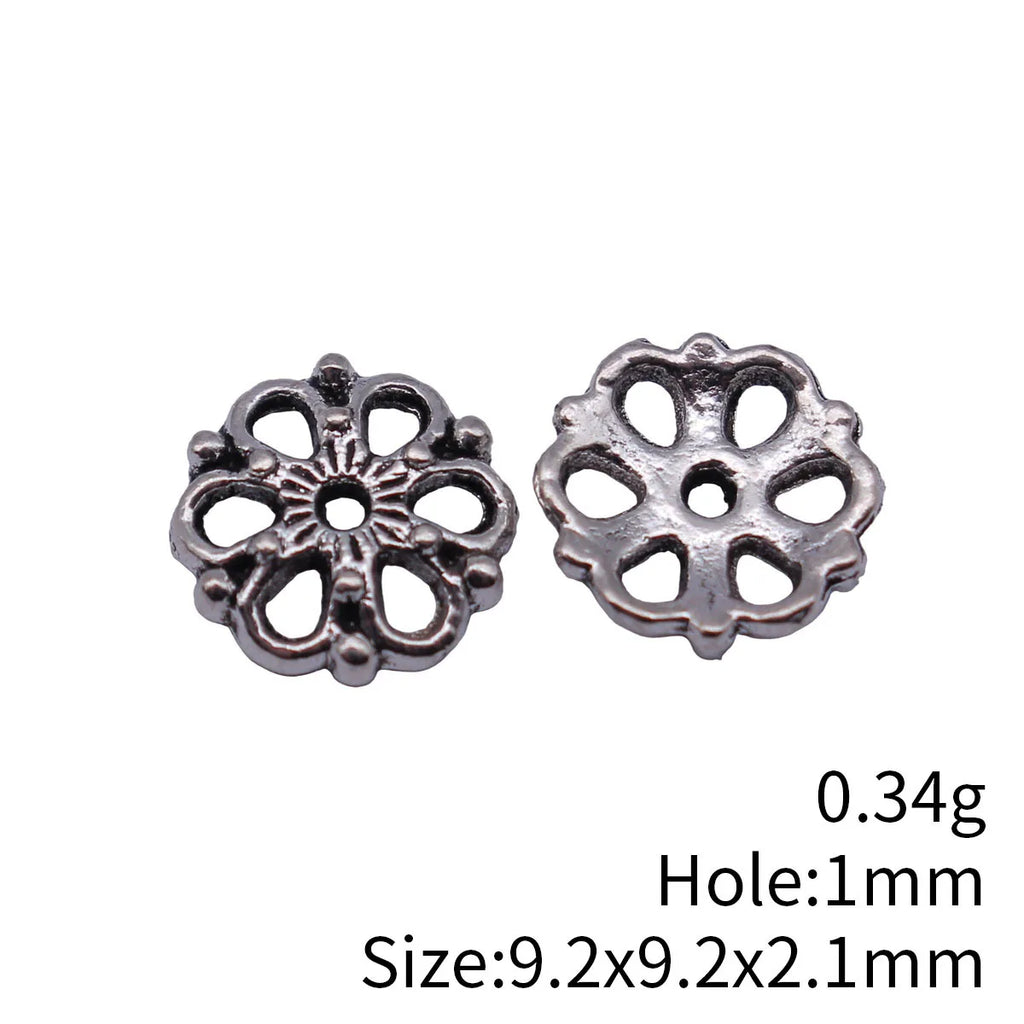9.2x9.2x2.1mm 0.34g Antique Silver Zinc Alloy Flower Bead Caps Spacer Findings for Bracelet Jewelry Making
