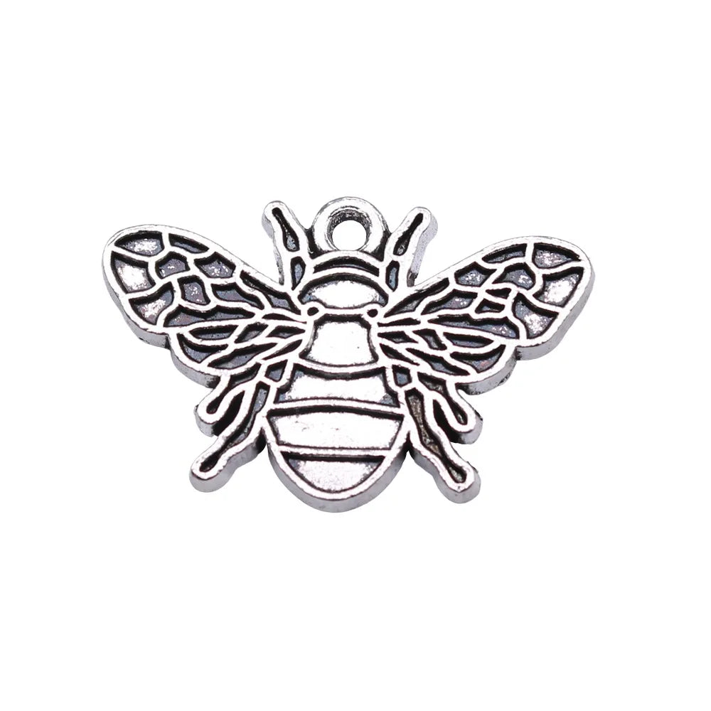 26x17mm 2.8g Antique Silver Zinc Alloy Bee Charm Pendant for DIY Necklace Bracelet Jewelry Making