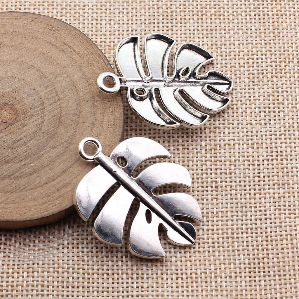 42x32mm 5.8g Multicolor Zinc Alloy Monstera Leaf Charm Pendant for Necklace Earring Jewelry Making
