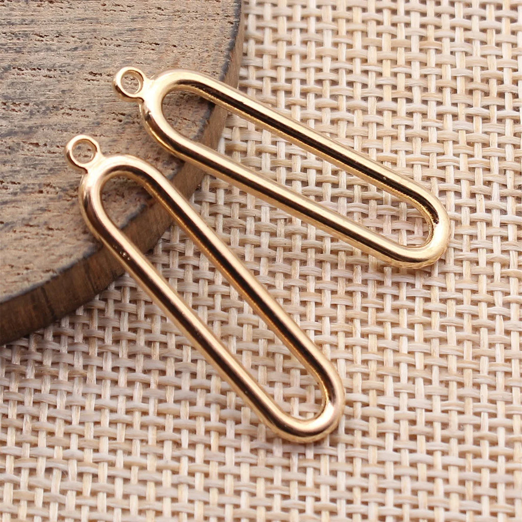 33x7.8mm 1.3g Multicolor Zinc Alloy Hollow Oval Geometric Charm Pendant for DIY Jewelry Making