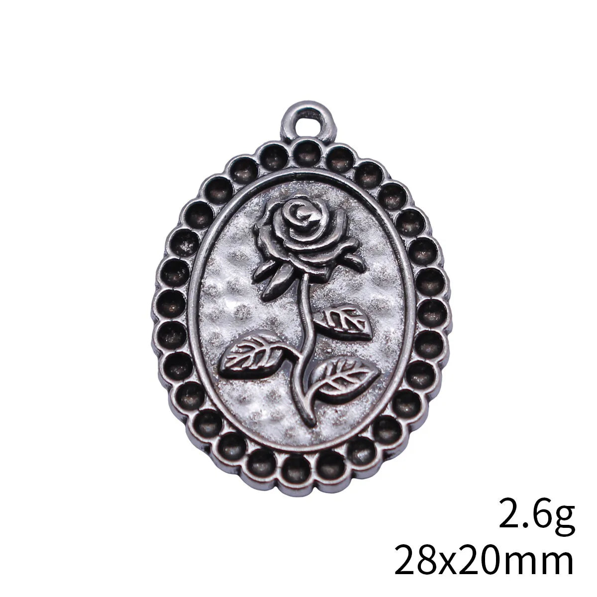 28x20mm 2.6g Antique Silver Zinc Alloy Oval Rose Flower Charm Pendant for DIY Necklace Making