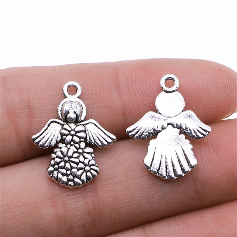 17x21mm 1.5g Multicolor Zinc Alloy Angel Charm Pendant for DIY Necklace and Bracelet Making