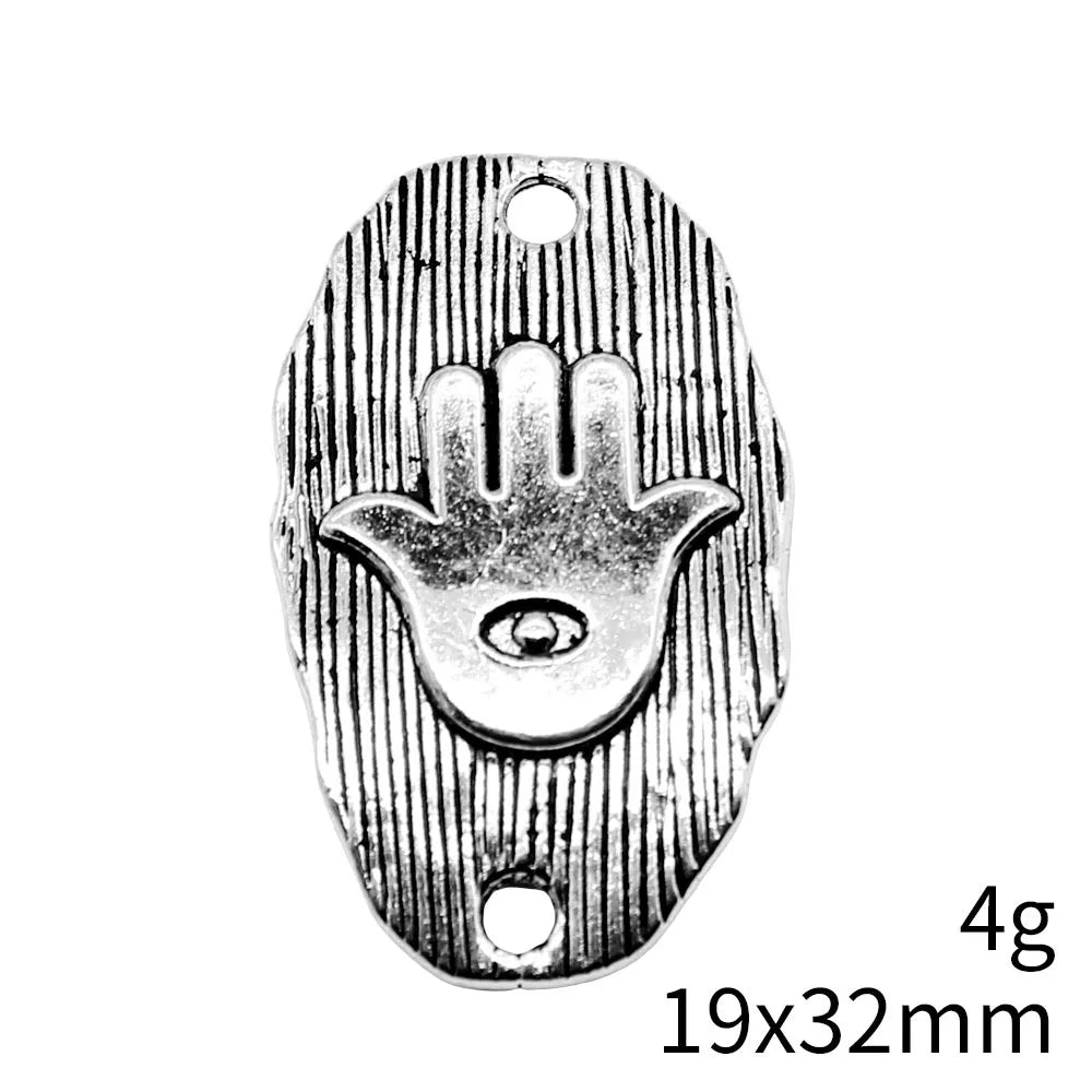 19x32mm 4g Antique Silver Zinc Alloy Palm Hand Connector Charm for DIY Bracelet Necklace Making