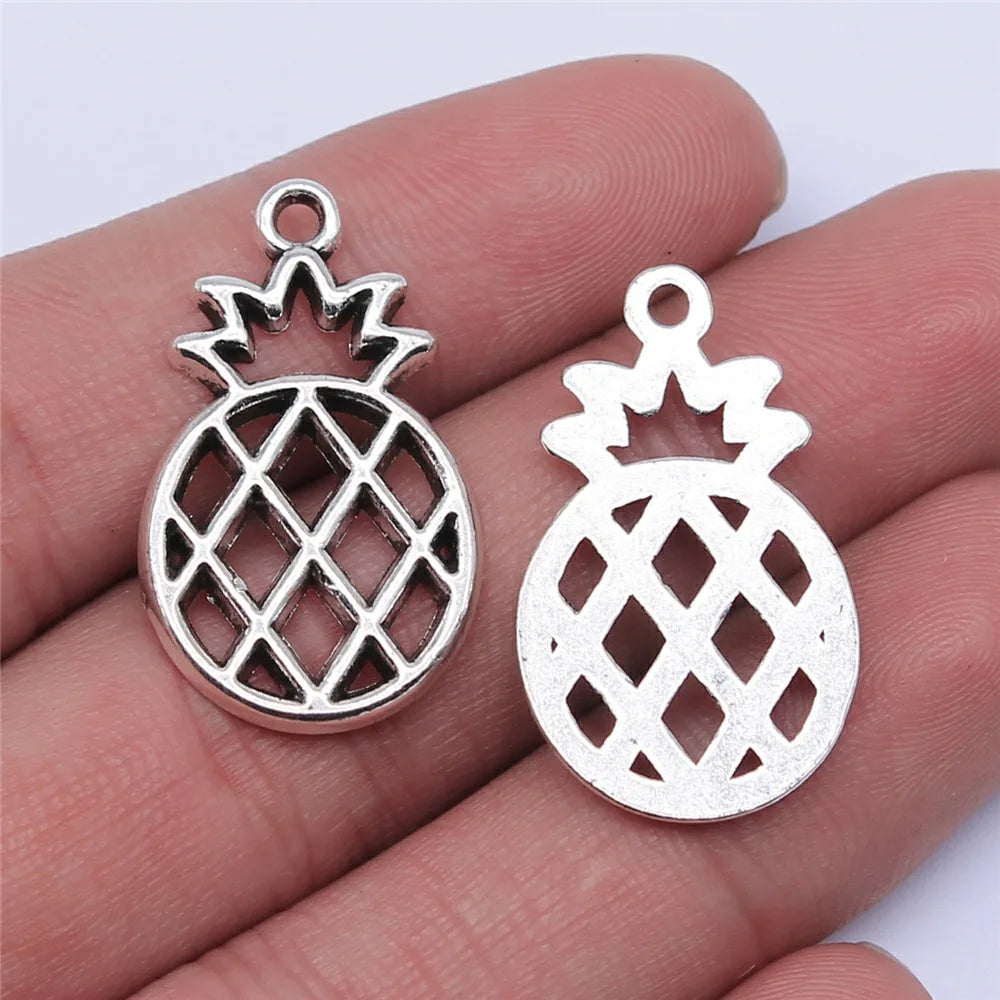 28x17mm 2.3g Antique Silver Zinc Alloy Pineapple Frame Charm Pendant for DIY Necklace Jewelry Making