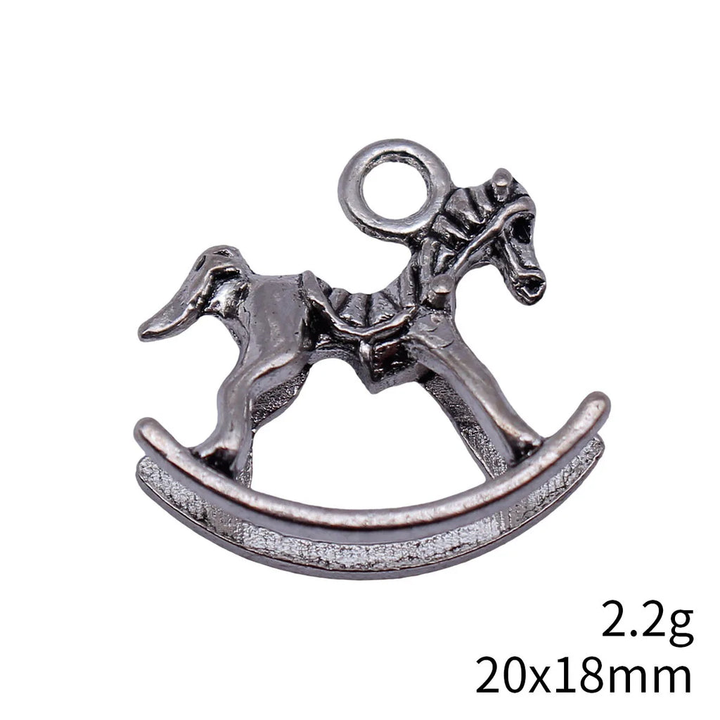 20x18mm 2.2g Antique Silver Zinc Alloy Rocking Horse Charm Pendant for DIY Bracelet Necklace Making