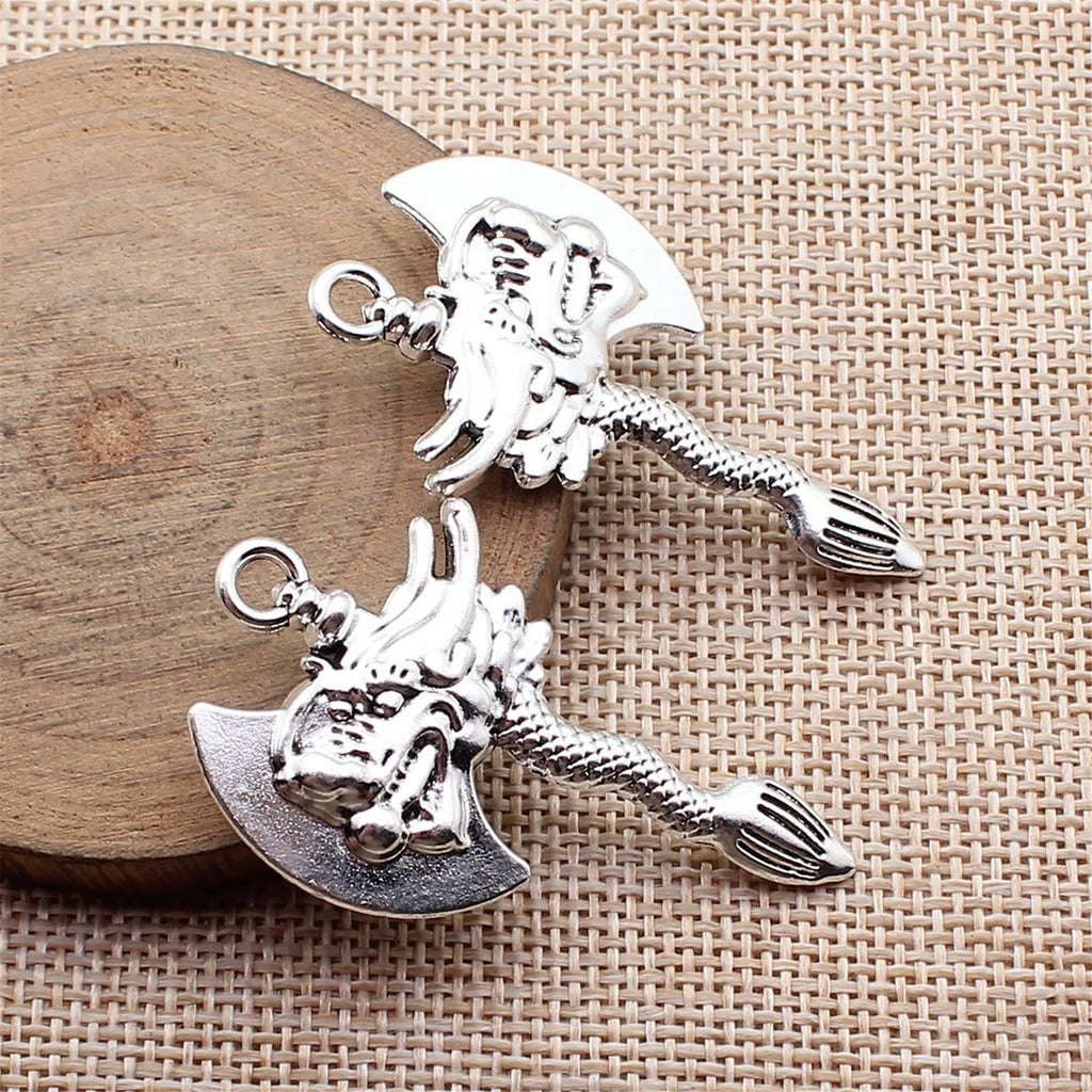 49x29mm 8.1g Antique Silver Zinc Alloy Dragon Head Axe Charm Pendant for DIY Necklace Bracelet Jewelry