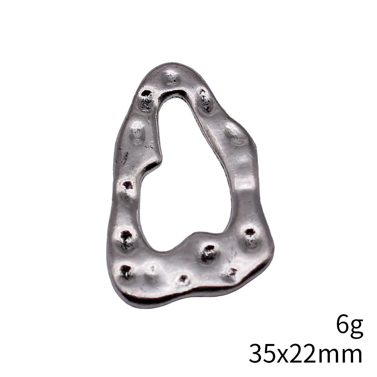 35x22mm 6g Antique Silver Zinc Alloy Hammered Irregular Hollow Ring Charm Pendant for DIY Necklace