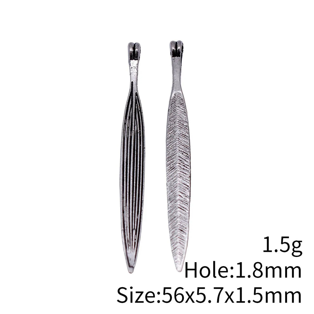 56x5.7x1.5mm 1.5g Antique Silver Zinc Alloy Long Boat Oar Charm Pendant for DIY Nautical Jewelry Making