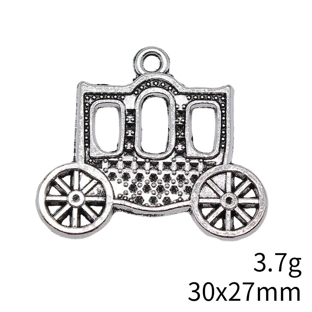 30x27mm 3.7g Antique Silver Zinc Alloy Carriage Charm Pendant for Necklace Bracelet Jewelry Making