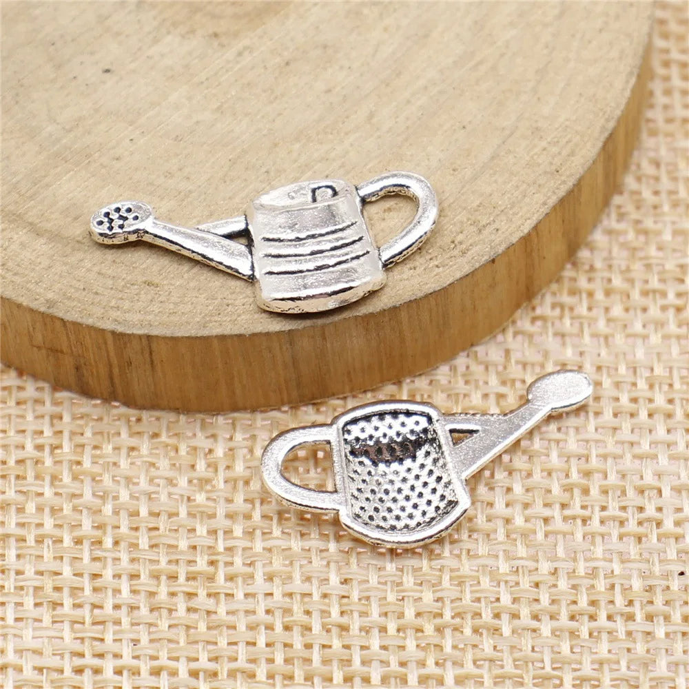 12x25mm 1g Antique Silver Zinc Alloy Watering Can Charm Pendant for DIY Necklace Jewelry Making