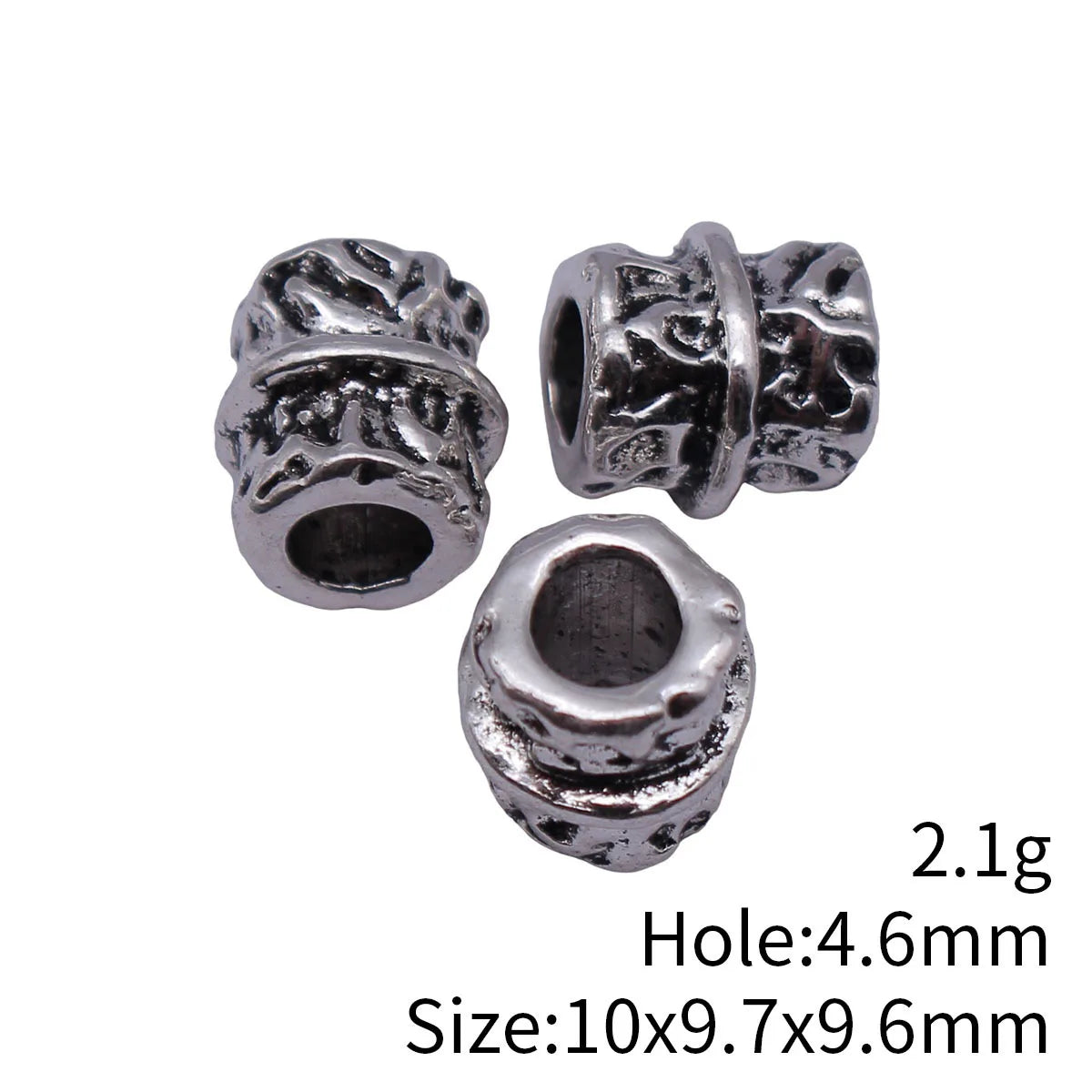 10x9.7x9.6mm 2.1g Antique Silver Zinc Alloy Vintage Textured Spacer Beads for DIY Bracelet Jewelry Making