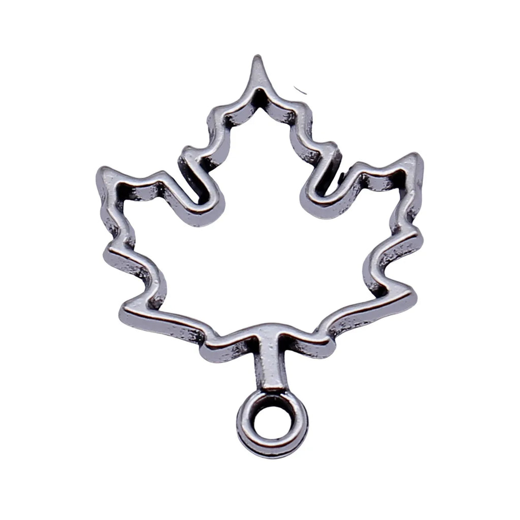 24x19mm 0.85g Antique Silver Zinc Alloy Hollow Leaf Charm Pendant for DIY Necklace Earring Making