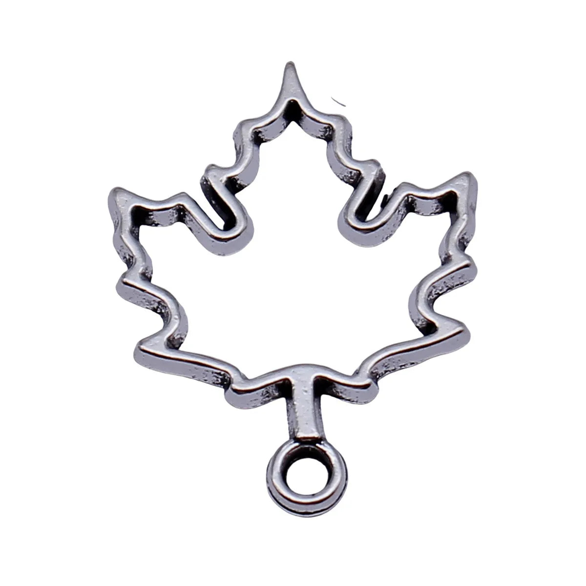 24x19mm 0.85g Antique Silver Zinc Alloy Hollow Leaf Charm Pendant for DIY Necklace Earring Making