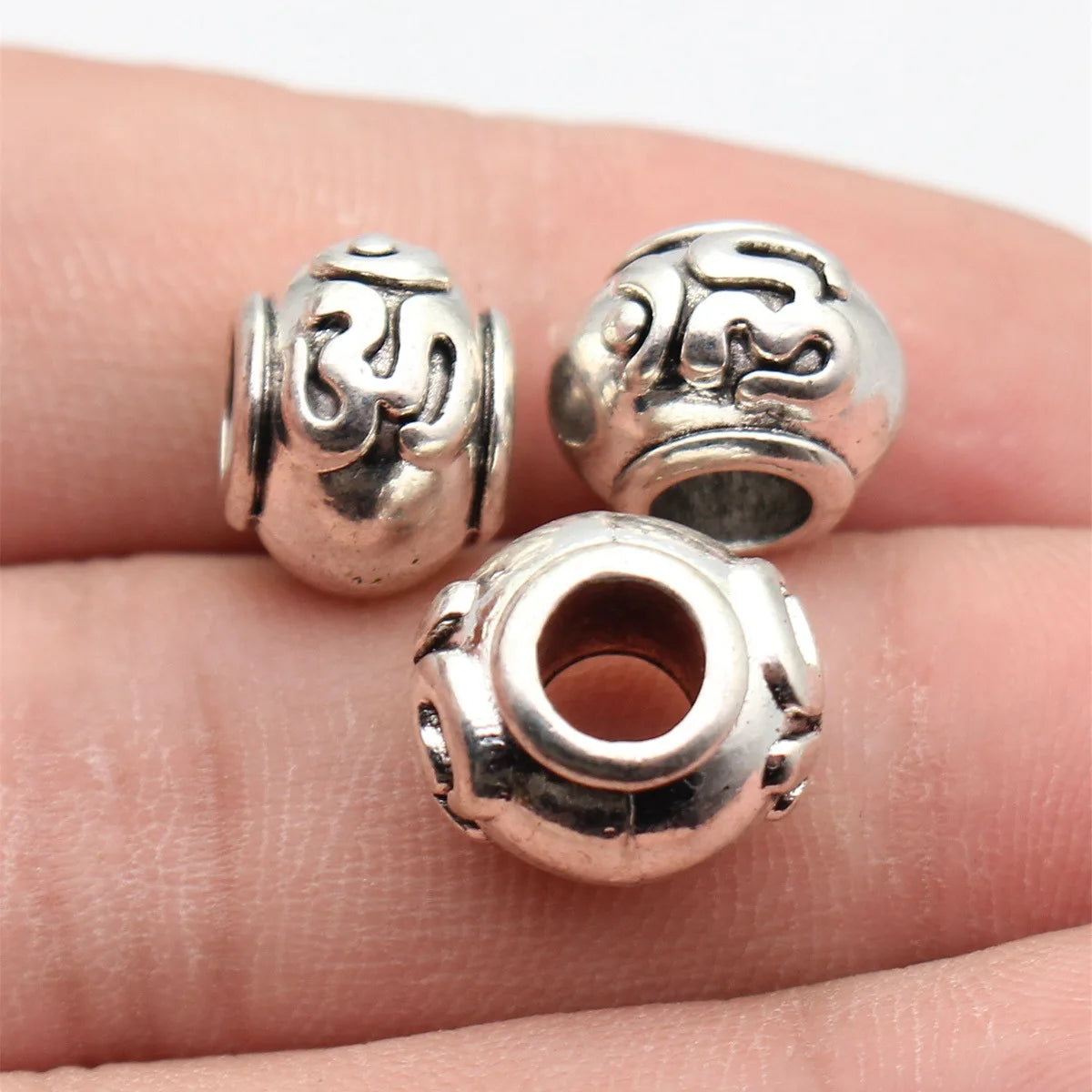 14x12x9.6mm 3.9g Antique Silver Zinc Alloy OM Symbol Spacer Beads for DIY Bracelet Jewelry Making