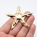 72x70mm 10.7g KC Gold Zinc Alloy Textured Starfish Charm Pendant for Beach Necklace Making