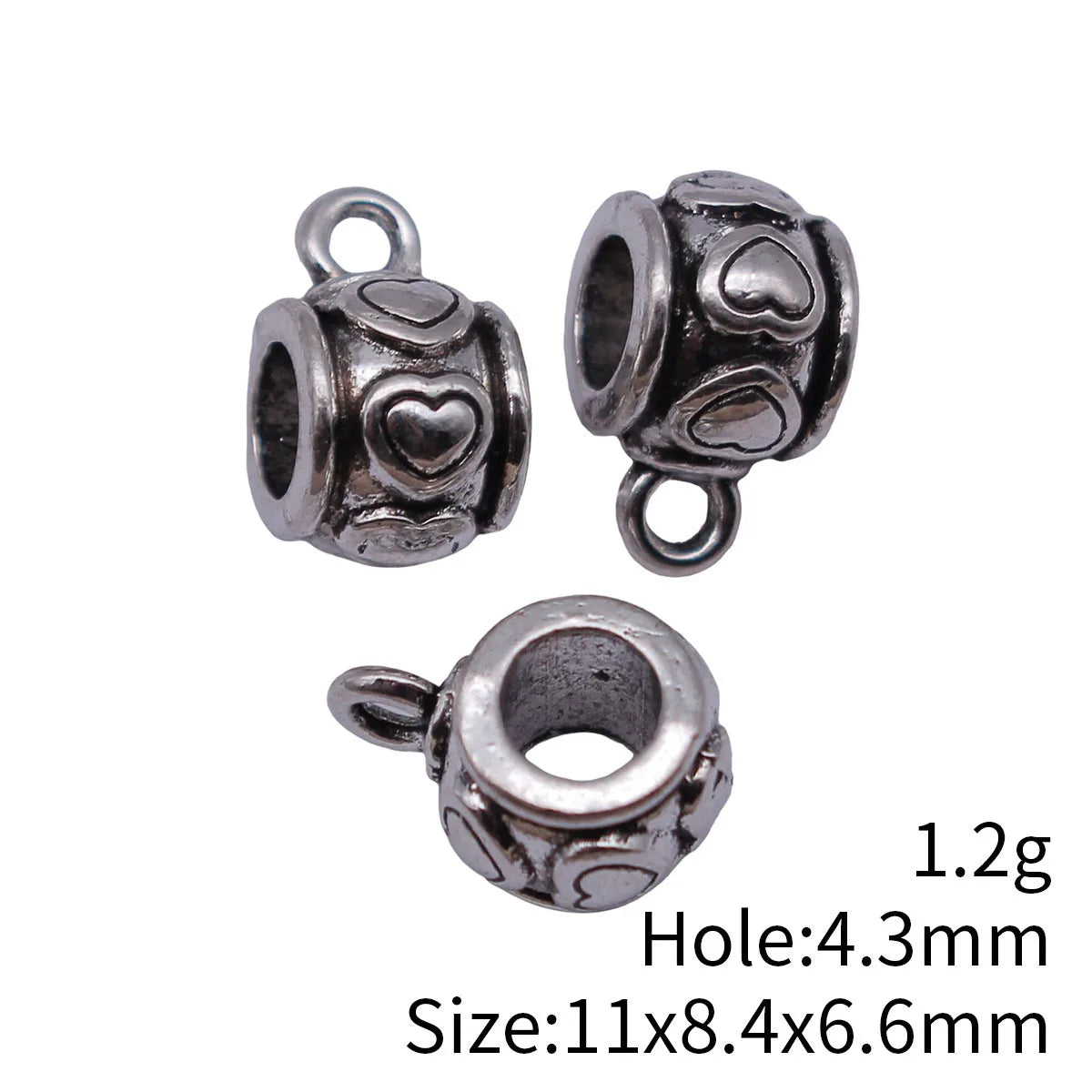 11x8.4x6.6mm 1.2g Antique Silver Zinc Alloy Heart Three Way Connector Bead Jewelry Findings for DIY Bracelet Making