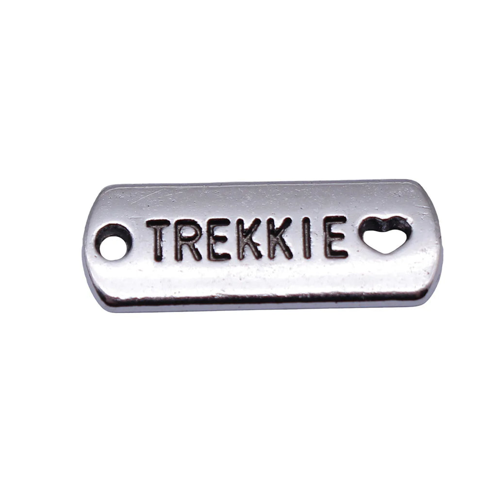 21x7.8mm 1.7g Antique Silver Tone Zinc Alloy TREKKIE Heart Charm Pendant for DIY Necklace Making