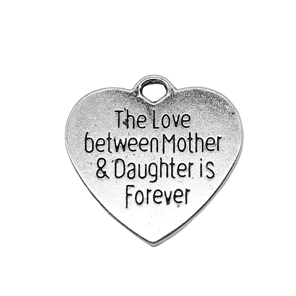 25x25mm 4.5g Antique Silver Zinc Alloy Heart Word Tag Charm Pendant for DIY Necklace Jewelry Making