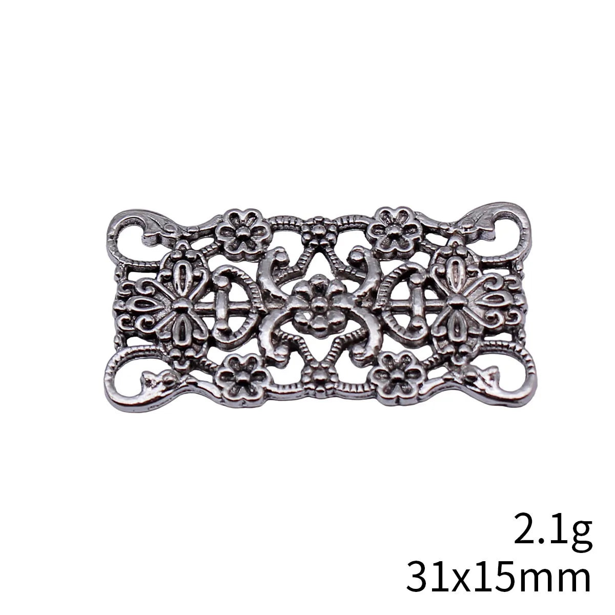 31x15mm 2.1g Multicolor Zinc Alloy Hollow Carved Flower Connector Charm for DIY Bracelet Making