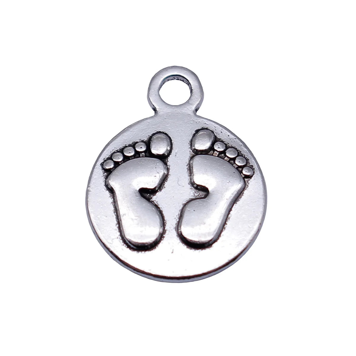 17x13mm 1.4g Antique Silver Zinc Alloy Paw Print Round Tag Charm Pendant for DIY Pet Jewelry Making