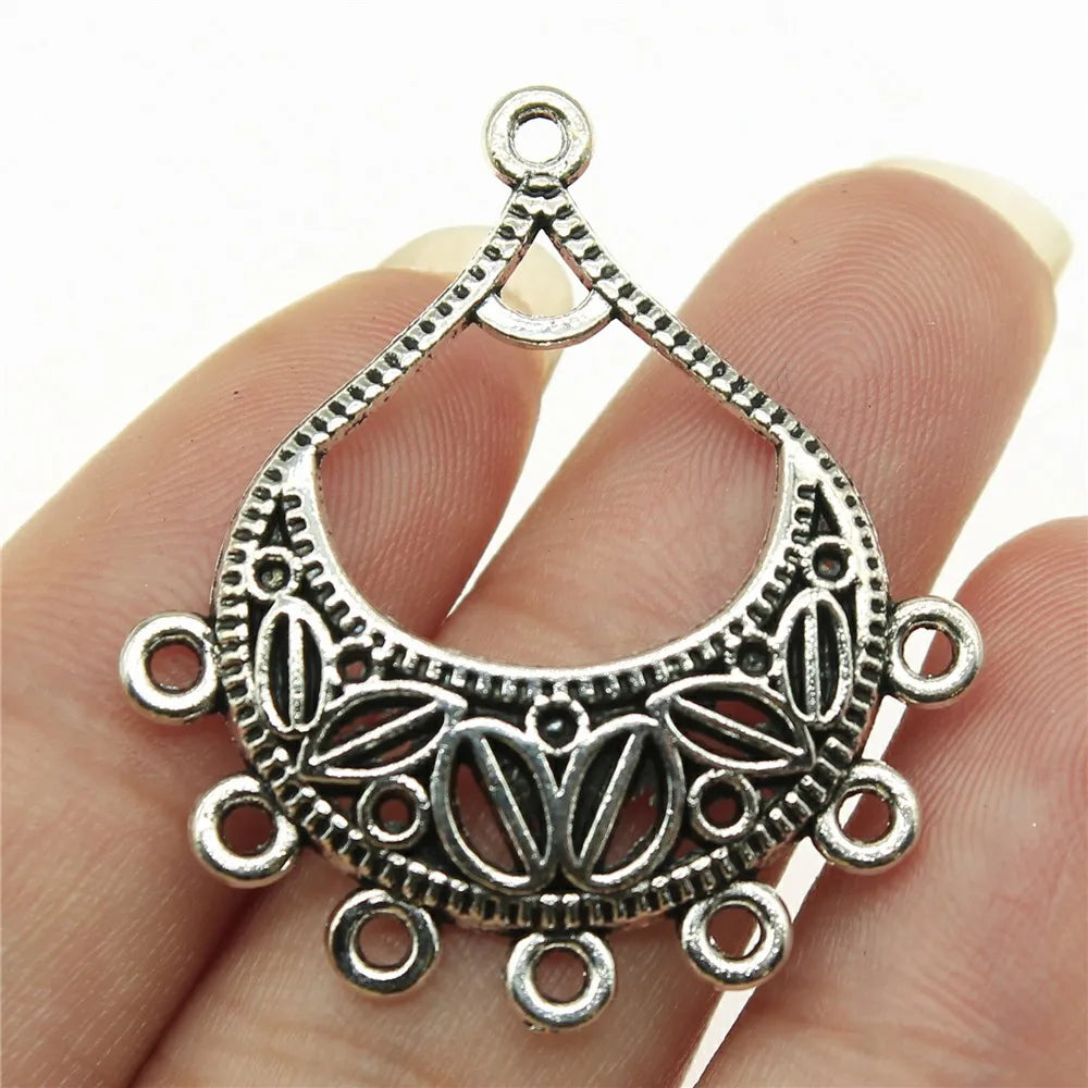 34x30mm 2.3g Antique Silver Zinc Alloy Earring Connector Charm Findings for DIY Dangle Earrings Making